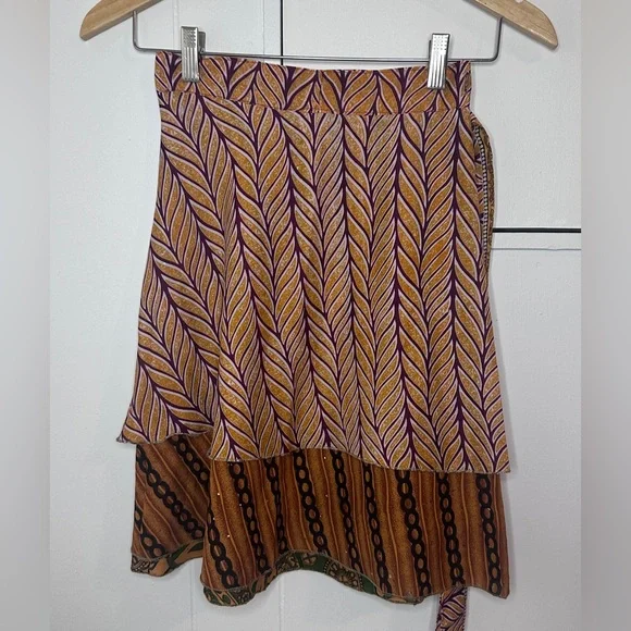 EARTHBOUND Purple and Gold A-Line Wrap Skirt - Picture 4 of 5